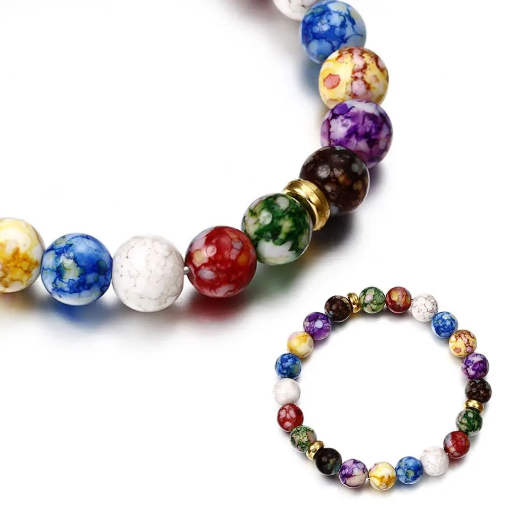 7 Chakra Healing Balance Beaded Bracelet Natural Lava Stone
