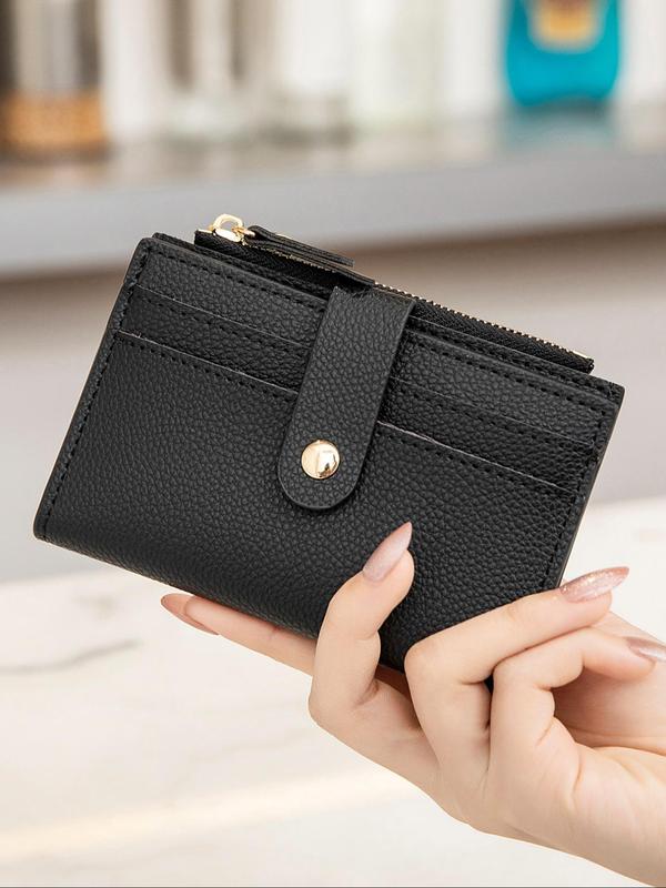 Women's Simple Plain Color Zipper Coin Purse, Casual Versatile Small Pu Card Holder, Simple All-match Purse for Daily Used 4