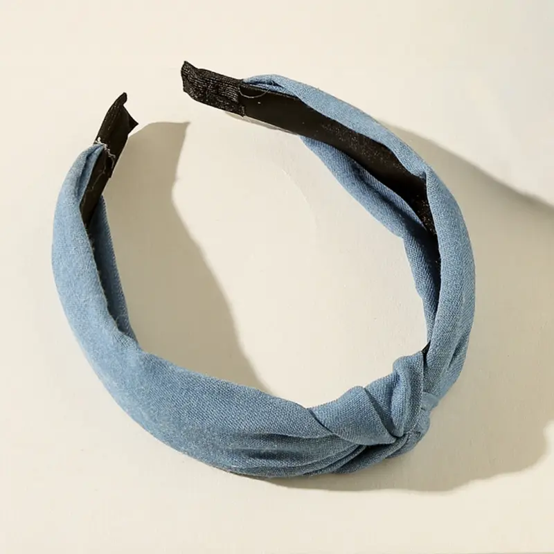 3pcs Denim Striped Dot Headband Women's Fashion Simple Blue Hair Accessories 5