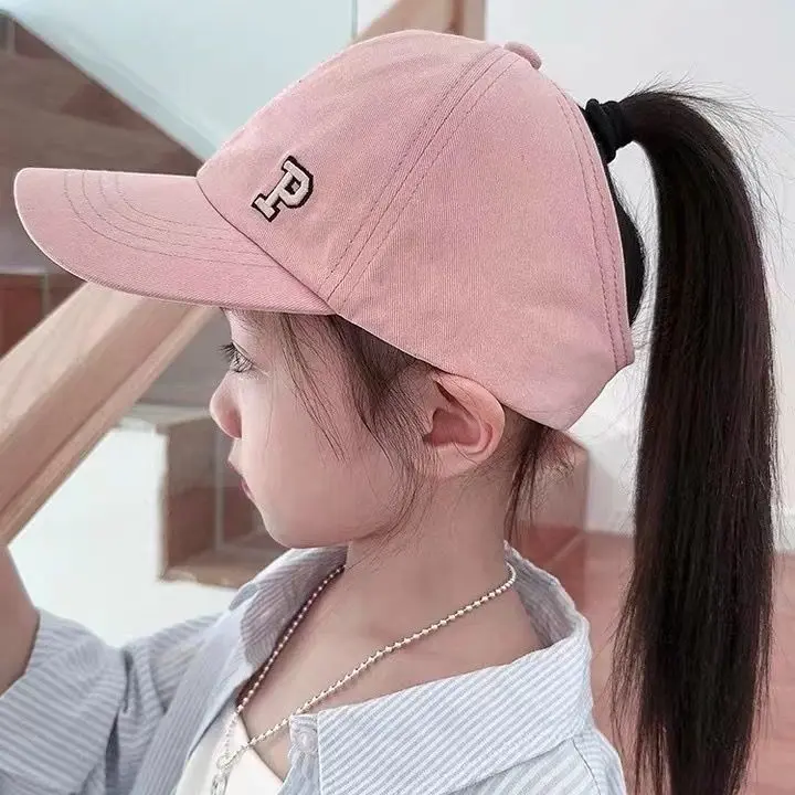 2025 Children's Ponytail Baseball Cap Spring Summer New Outdoor Sports Sunshade Duckbill Cap Boys Breathable Letter Sunshade Cap