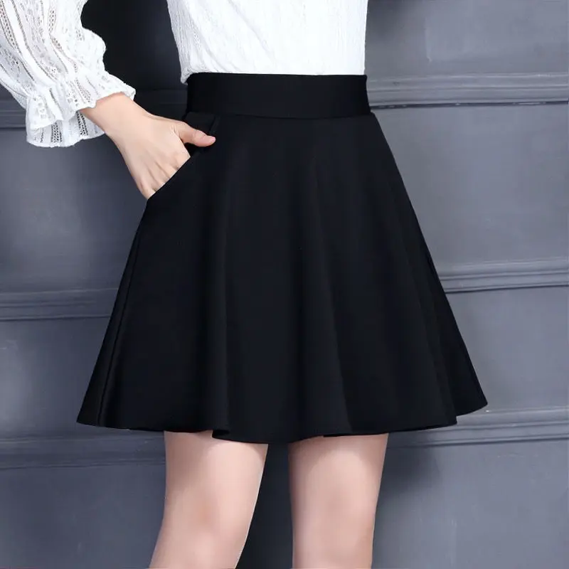 Skirt Berlipat, Koleksi Musim Bunga dan Musim Panas, Skirt Gaya Korea Baharu, Sesuai untuk Pakaian Menari, Pettiskirt, Skirt Payung, Sundress, Skirt Garis A Pinggang Tinggi