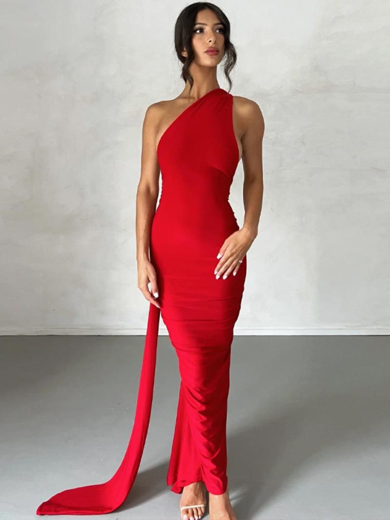 Product Introduction of Women's Plain Ruched O-ring Backless Halter Neck Bodycon Dress, Party Dresses for Women, Summer Clothes Women, Elegant Maxi Dress for Evening Party Club, Ladies Summer Clothes, Homecoming Dresses 8