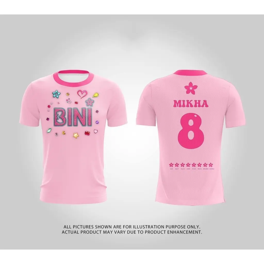 BINI Sublimation Jersey T-shirt Unisex T-shirt Fashion Summer Short Sleeve Outdoor Sports Breathable Top (Fan Gift)