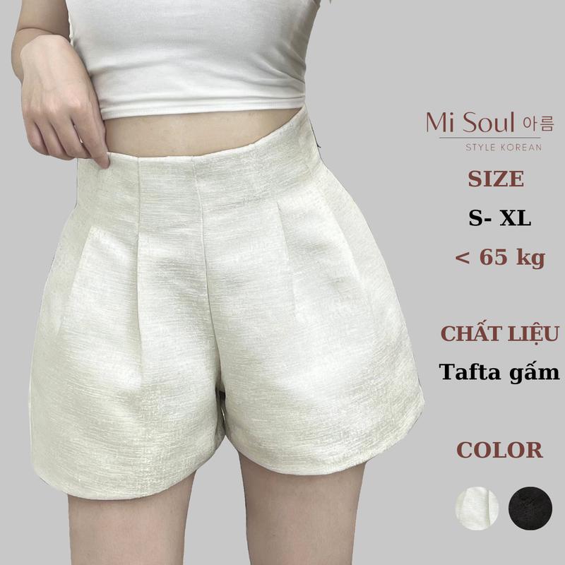 Quần Tafta Short Cạp Cao Bigsize Misoul, Quần Short Ống Rộng 2 Lớp Vải Tafta 201 Nữ Women Pants Ong