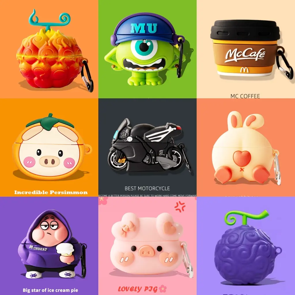 For Realme Buds T300 Silicone Soft Case Cartoon Motorcycle Cute Bear Realme Buds T300 Shockproof Case Protective Cover Cartoon Piggy