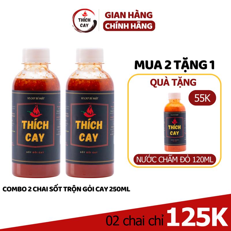 [Tặng Nước Chấm Đỏ 120ml] Combo 2 chai nước trộn gỏi Thích Cay 250ml, trộn salad, thơm ngon, tiện dụng, công thức gia truyền Gia Vị Nước Sốt