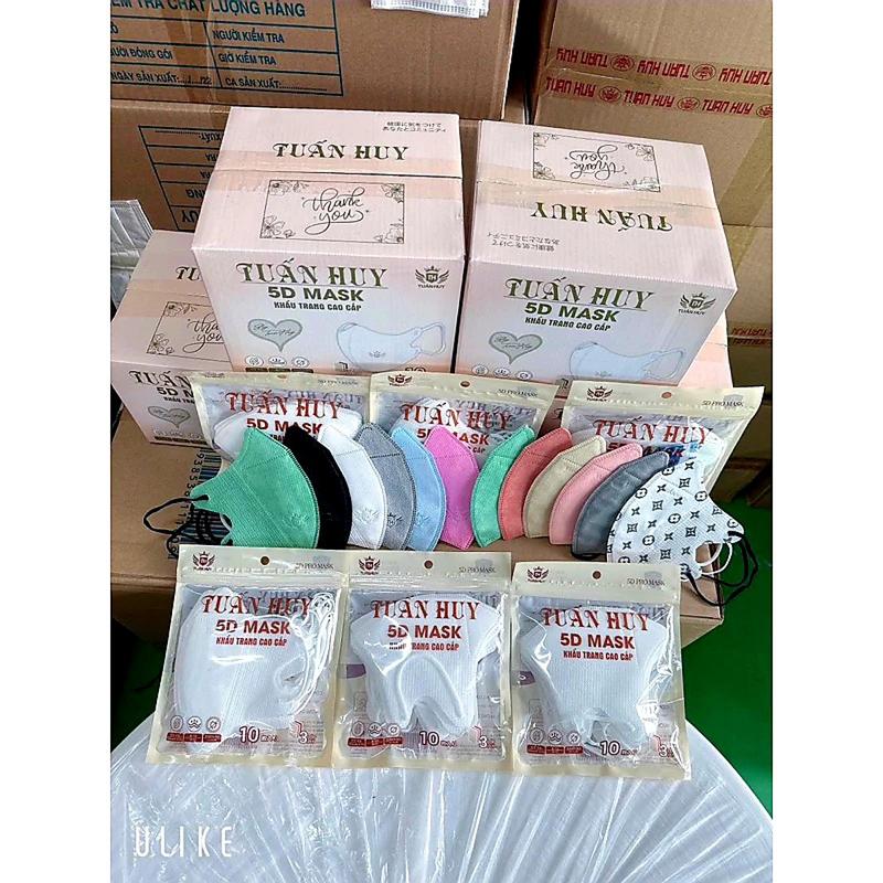  Combo 5 túi 50 cái khẩu trang 5D mask Tuấn Huy 3 lớp vải kháng khuẩn thiết kế ôm kín khuôn mặt quai thun co dãn tốt hàng chính hãng cotienshop87 Phụ Kiện Nam 