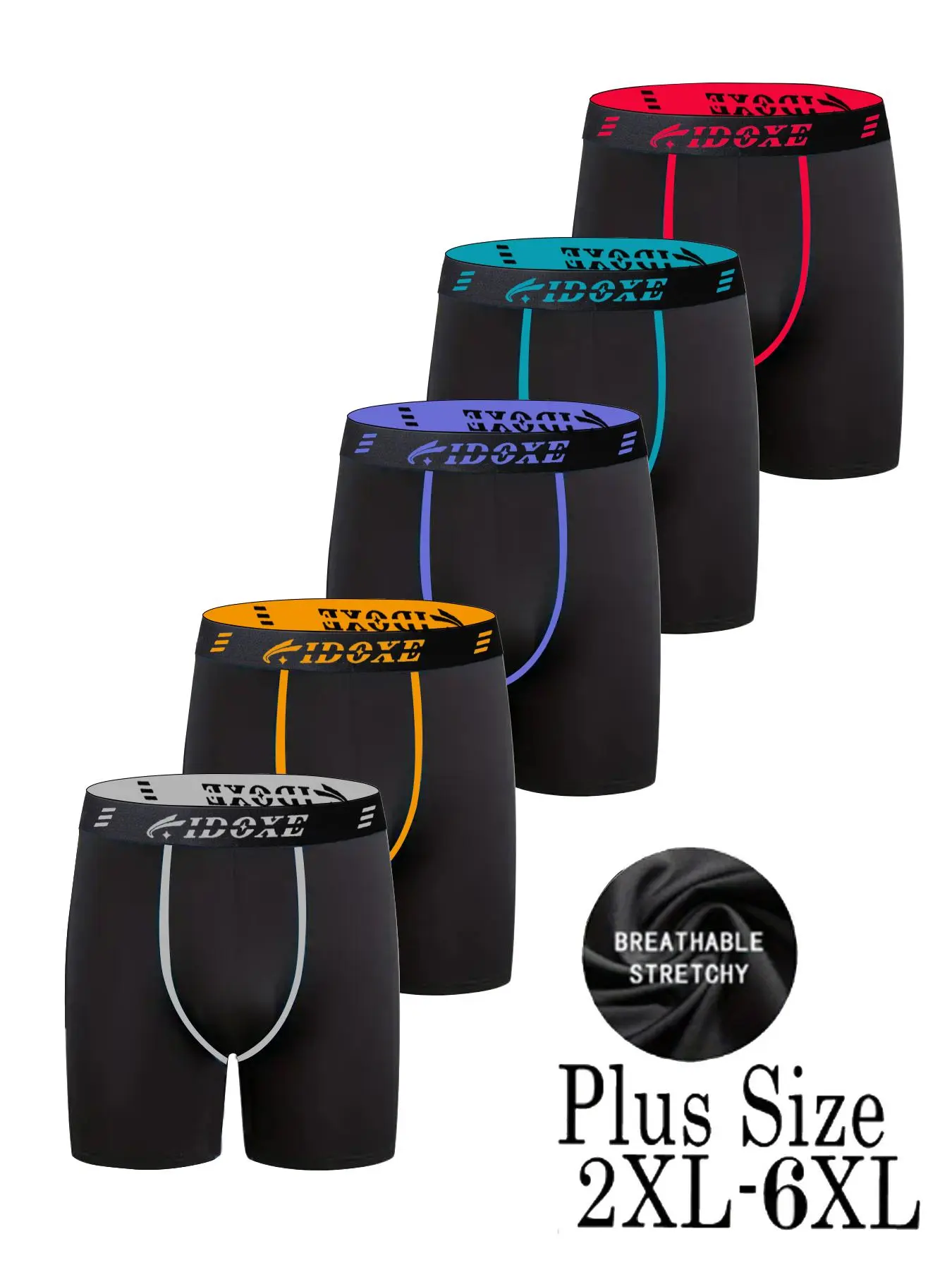 【Plus Size】 Men's Letter Tape Boxer Brief, Breathable Comfortable Underwear for Daily Wear, Men's Underwear for Running