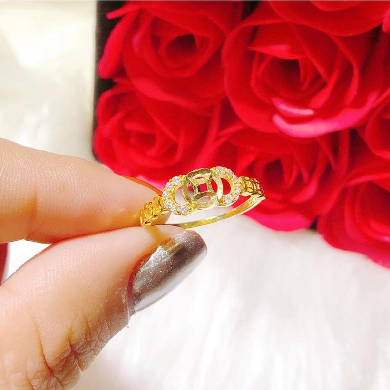 Nhẫn kim tiền siêu hot Bạc ta mạ vàng 24kara rẻ đẹp