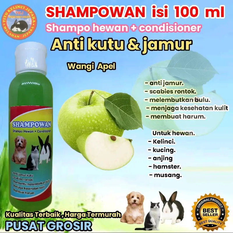 shampo kucing shampo kelinci shampo anjing 100 ml anti kutu harum premium 4