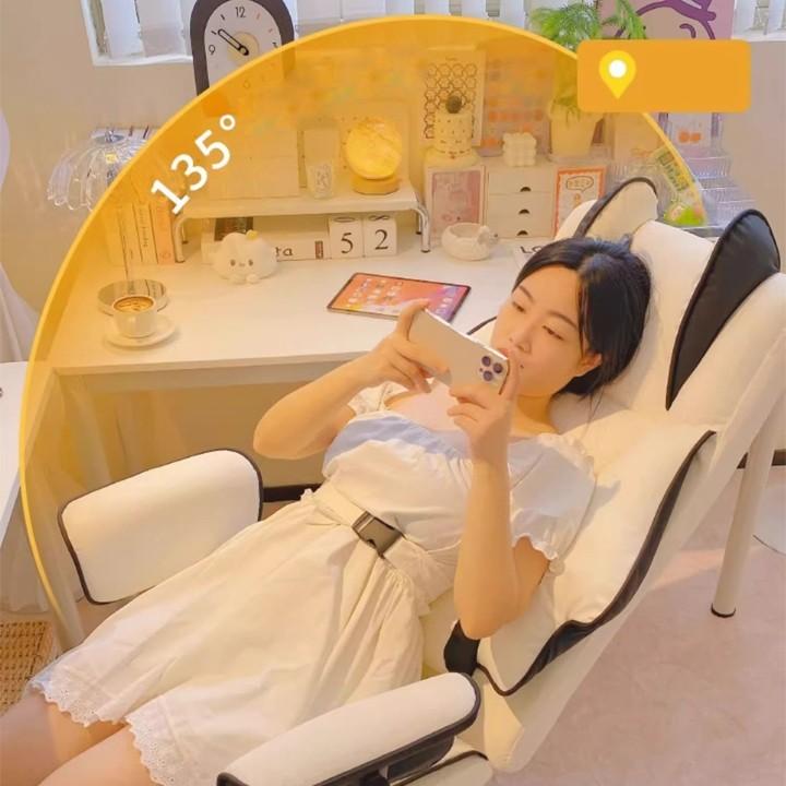 Ghế gaming cao cấp, ghế văn phòng có gác chân xoay 360 độ, Dày dặn, nâng hạ, ngả lưng phong cách Hàn Quốc 3