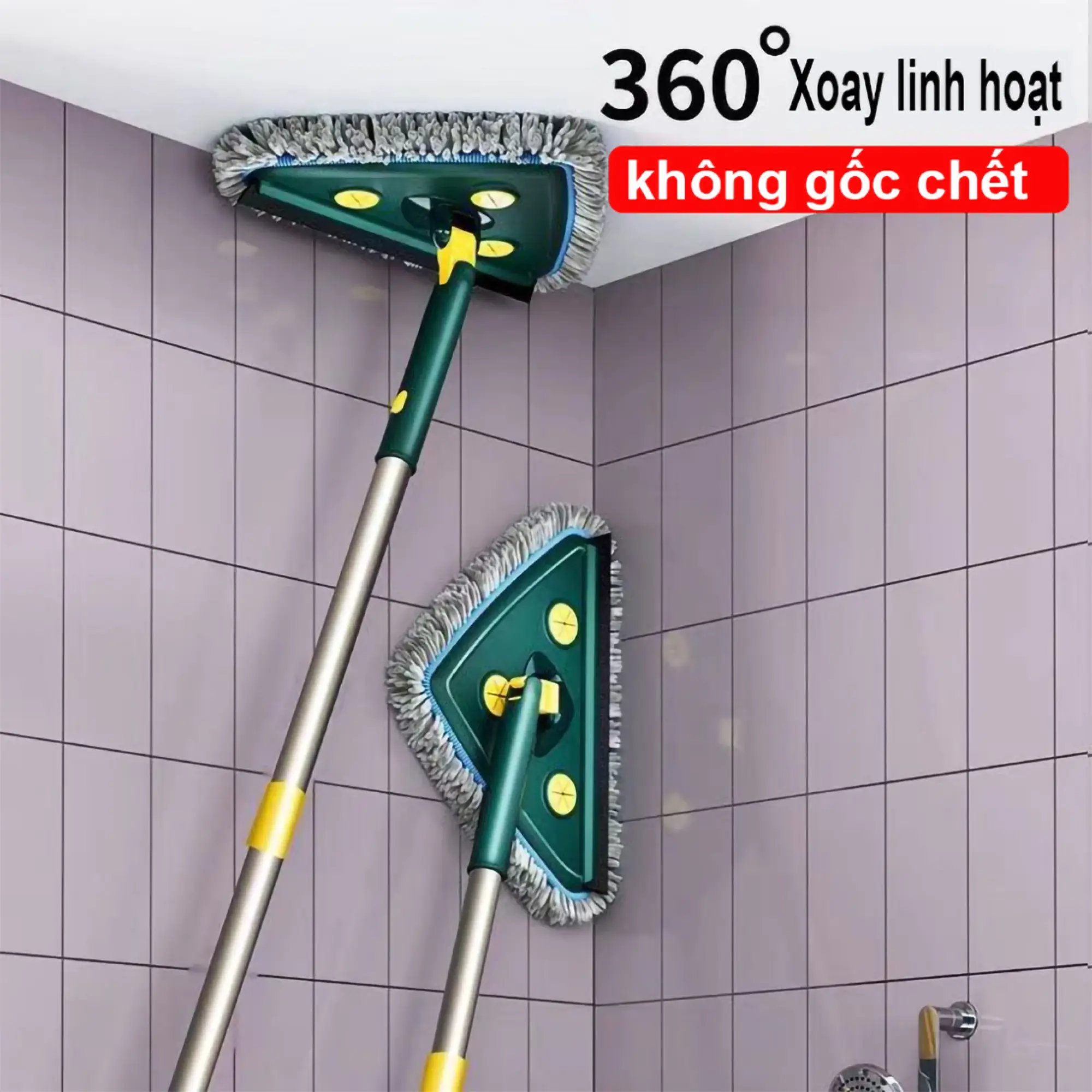 Cây lau tường trần nhà, lau kính đa năng hình tam giác (1 cây kèm 2 miếng lau) Lau Sàn Cây Lau Nhà Làm Sạch Lau Sàn Inox Làm Sạch