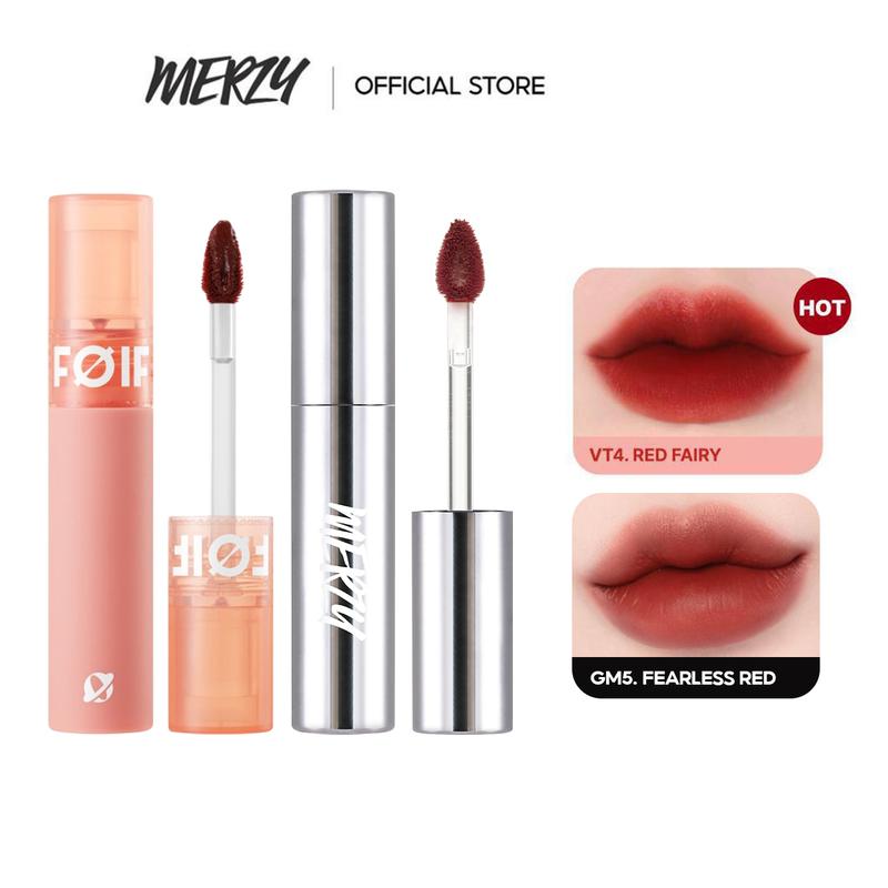 Son Môi Trang Điểm Hàn Quốc Merzy The Glam Mellow Tint 4g + Son Kem Lì Thuần Chay FOIF Daily Velvet Tint 3g