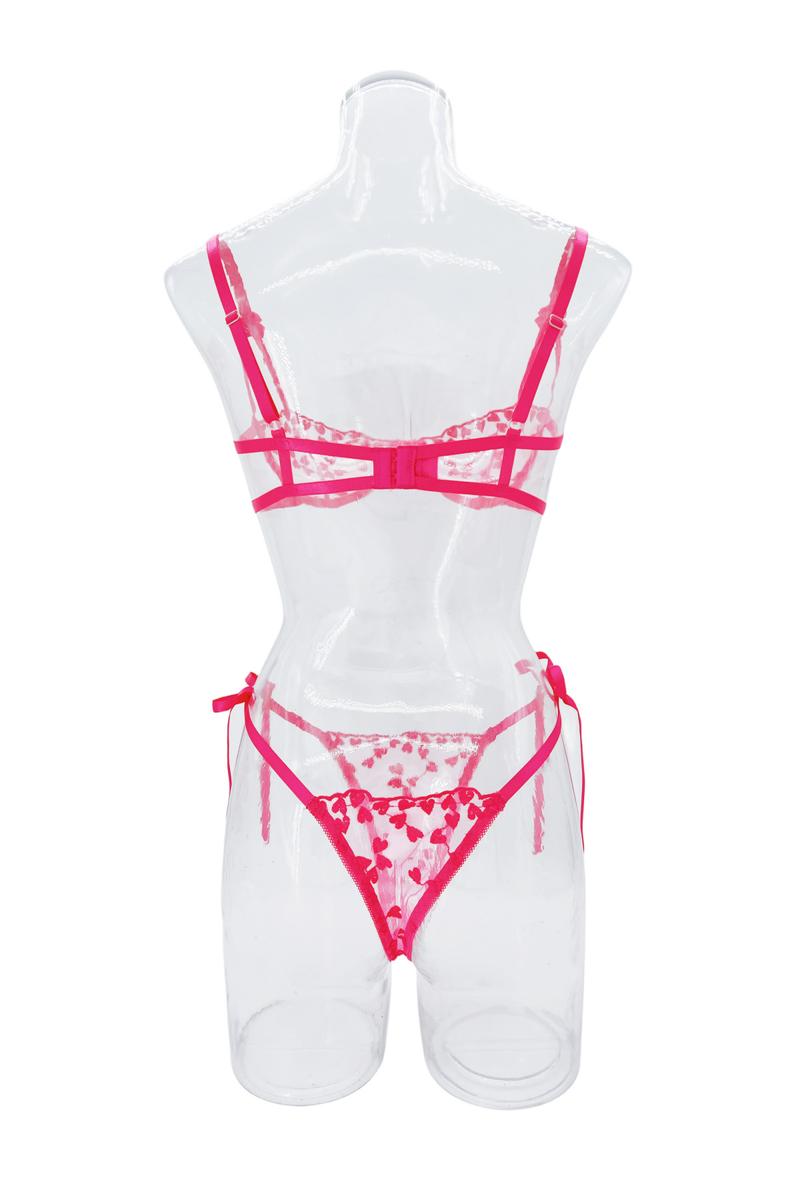 Product Introduction of Wind romantic love embroidery sexy perspective mesh with steel ring underwear for women 23