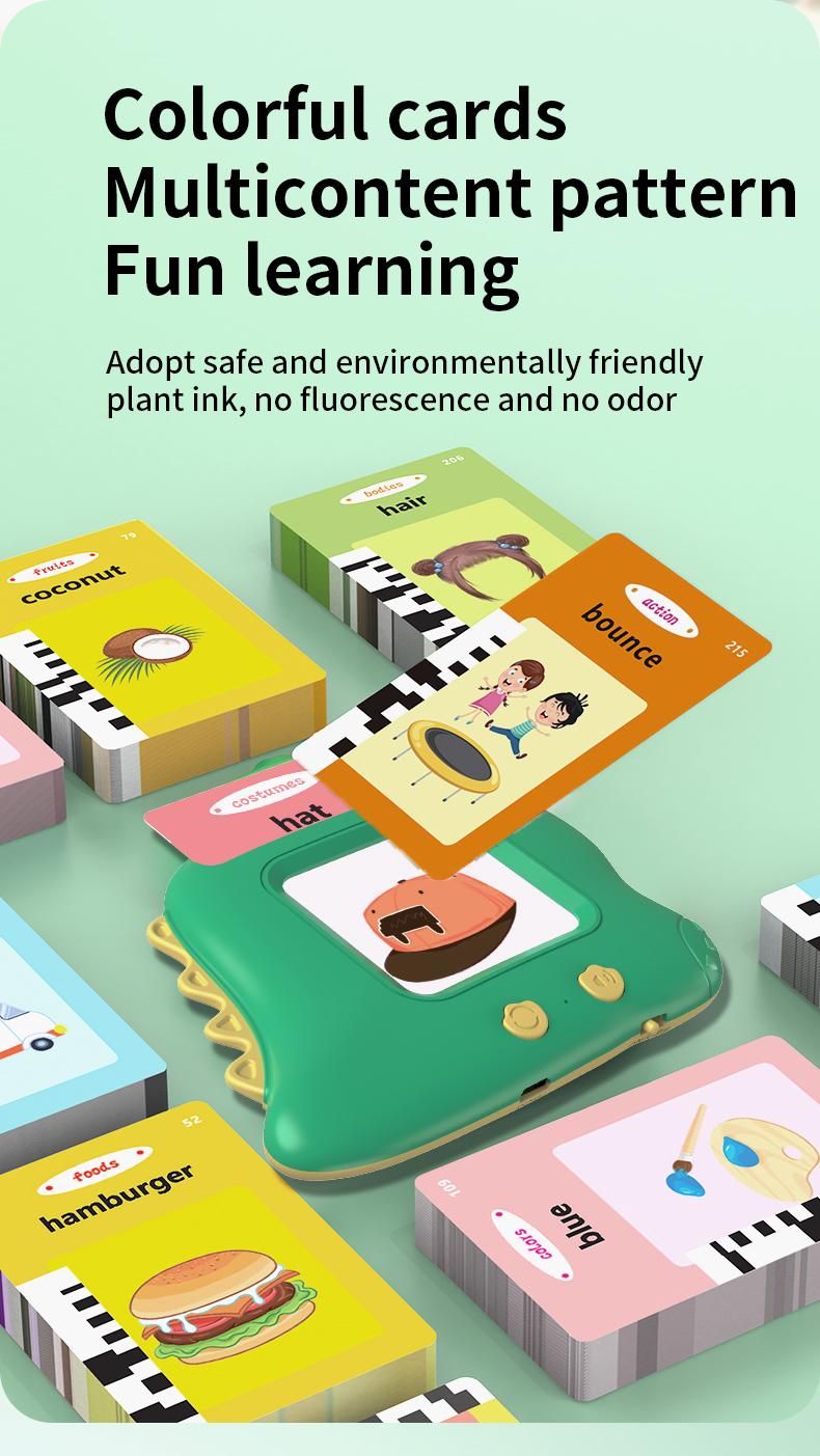 Product Introduction of 2024 Dinosaur Jr card machine Talking flash card children's toys educational plug-in learning machine 10