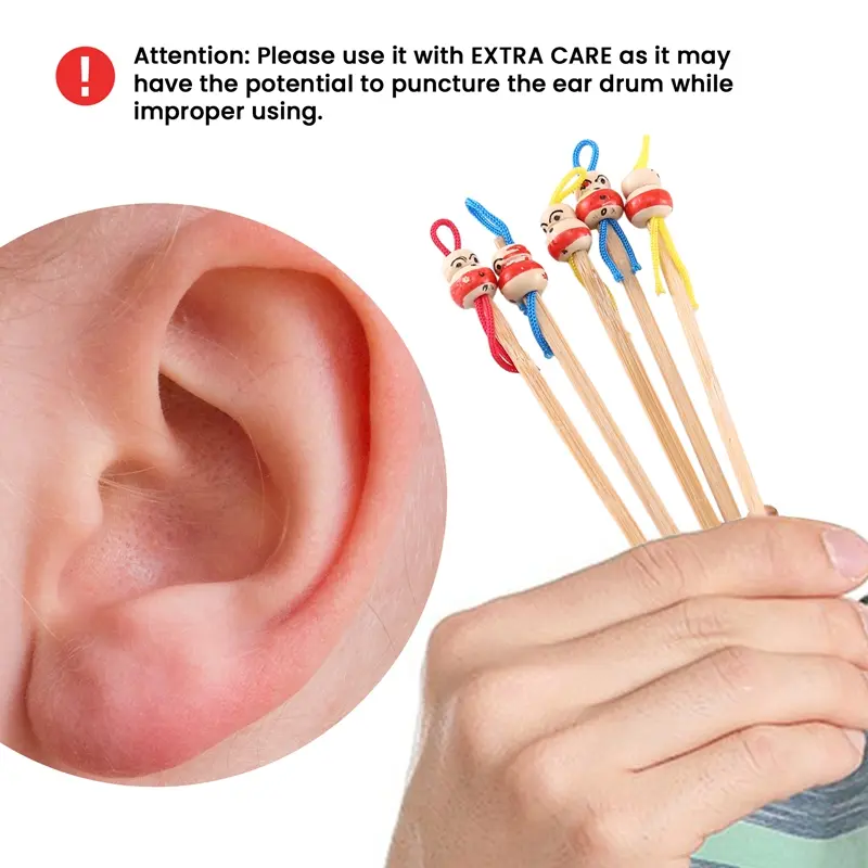 Dụng Cụ Ngoáy Tai Cho Búp Bê, Bộ 12 Chiếc, Có Lưỡi Liềm, Được Làm Bằng Tre 2
