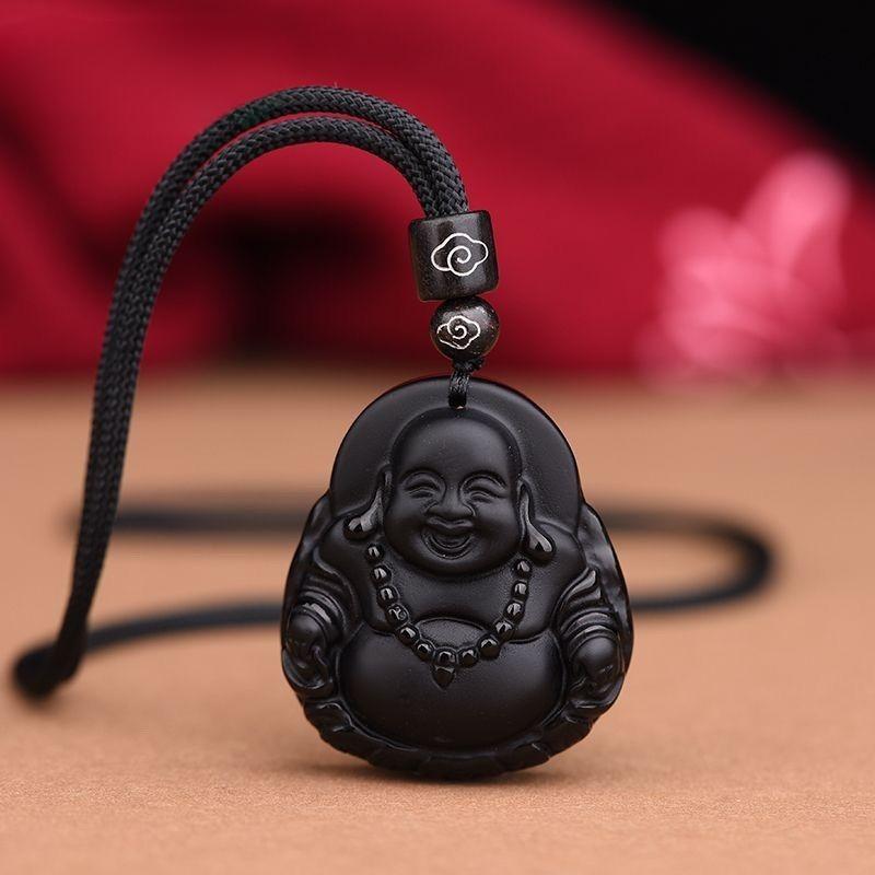 Mặt Dây Chuyền Phật Quan Âm Và Đạt Ma Bằng Đá Obsidian Tự Nhiên, Vòng Cổ Nam Và Nữ, Mặt Dây Chuyền thả Phật Tai To, Thích Hợp Để Đeo, Mặt Dây Chuyền Phật. 5