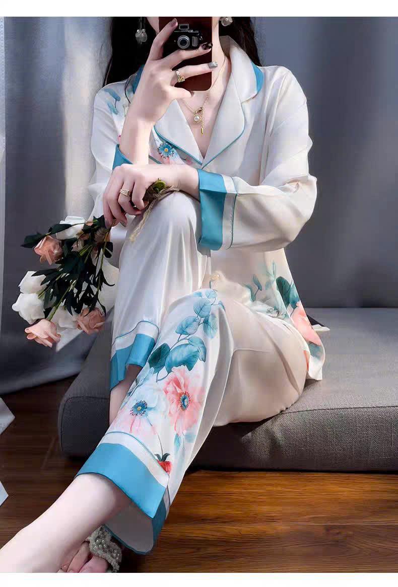 Product Introduction of Đồ Bộ Nữ Pijama Bộ Lụa latin Tay Dài cổ sơ mi T5 9