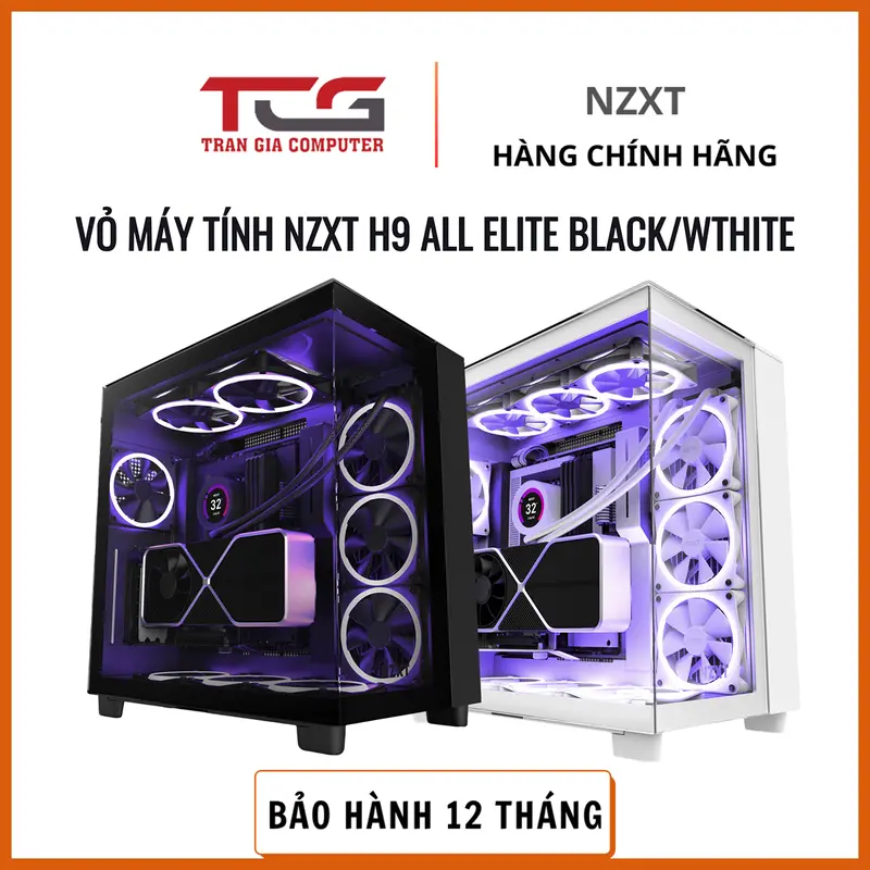 VỎ MÁY TÍNH NZXT H9 ELITE ALL BLACK/WHITE (ATX/ M-ATX/ ITX/ Thép/ Kính Cường Lực) 0