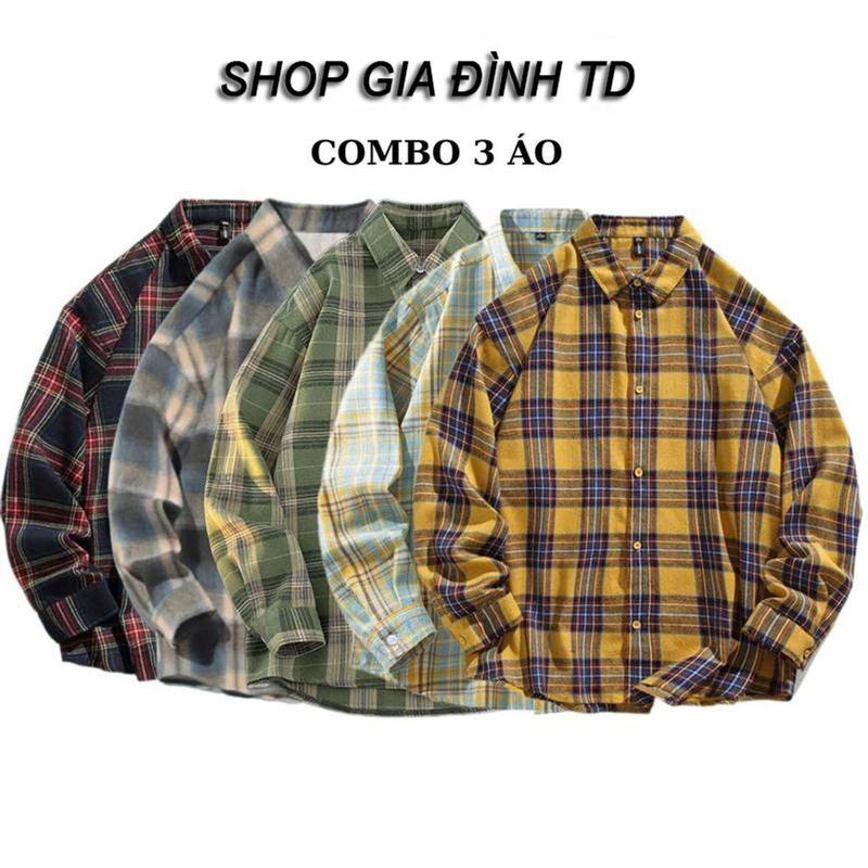 Product Introduction of TD25 - Bộ 3  Áo Sơ Mi Flannel Kẻ Caro Dài Tay Nam Nữ  Chất Liệu Dạ Cotton Cổ bẻ Màu Xanh Vàng Kẻ Sọc - Menswear 6