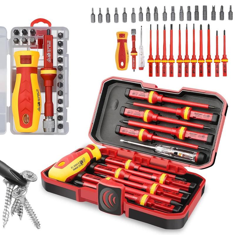 Product Introduction of Insulated Screwdriver Set, 1 Set Electrician Repair Tools Kit, Changeable Insulated Screwdrivers Set with Magnetic Slotted Bits, Professional Hand Tool, Hardware, Heavy Duty 0