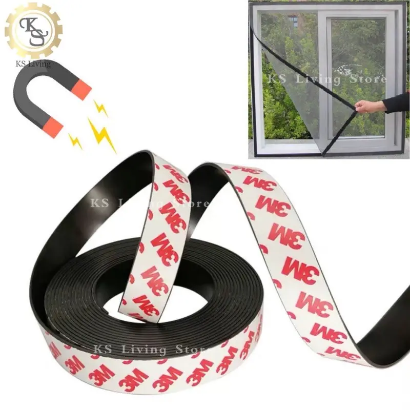 20mm Flexible Magnetic Bar Strip Self Adhesive Tape Roll with 3M Double Side Tape Jaring Nyamuk Tingkap
