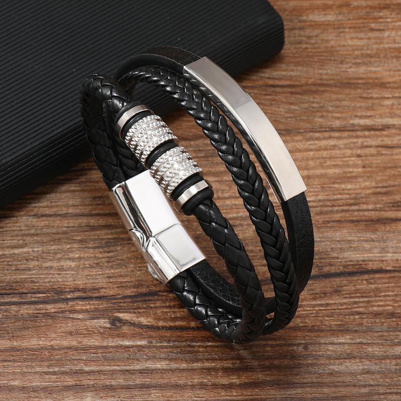 Product Introduction of Leather bracelet for men magnetic leather braided bracelet for men multilayer leather bracelet 4