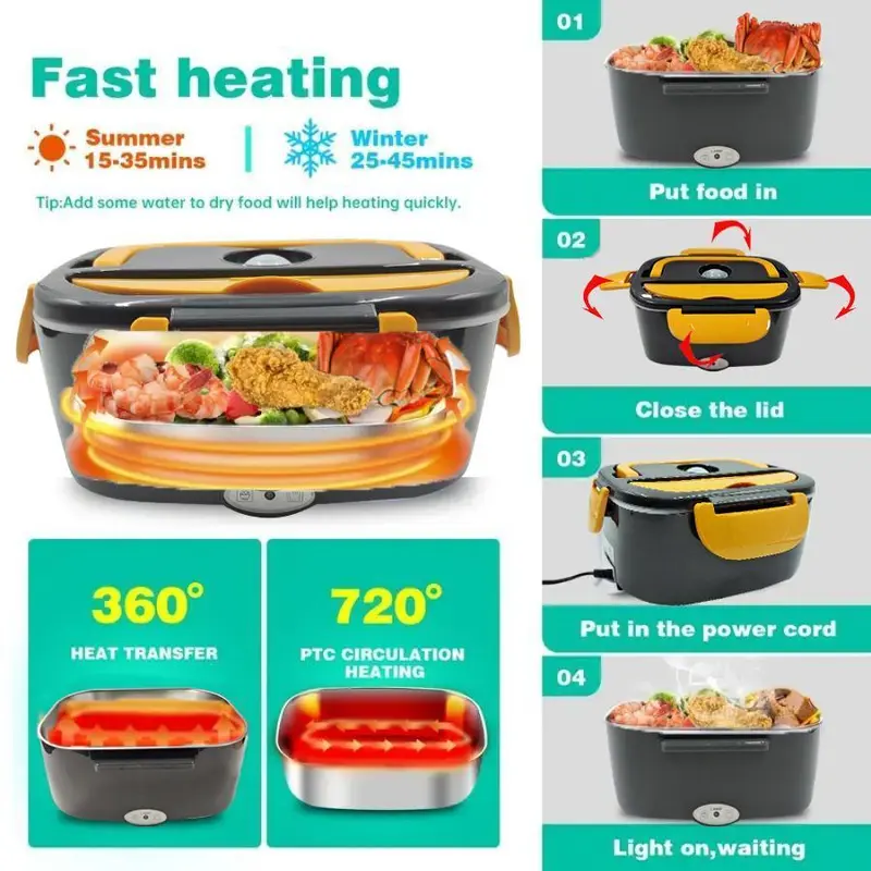 3 in 1 Electric Lunch Box, 12V 24V 220V Portable Food Heater Box, Food Warmer, Household Kitchen Appliances for Home Office Car Use, Excellent Home Appliances, Kitchen Appliances, Kitchen Gadgets 3