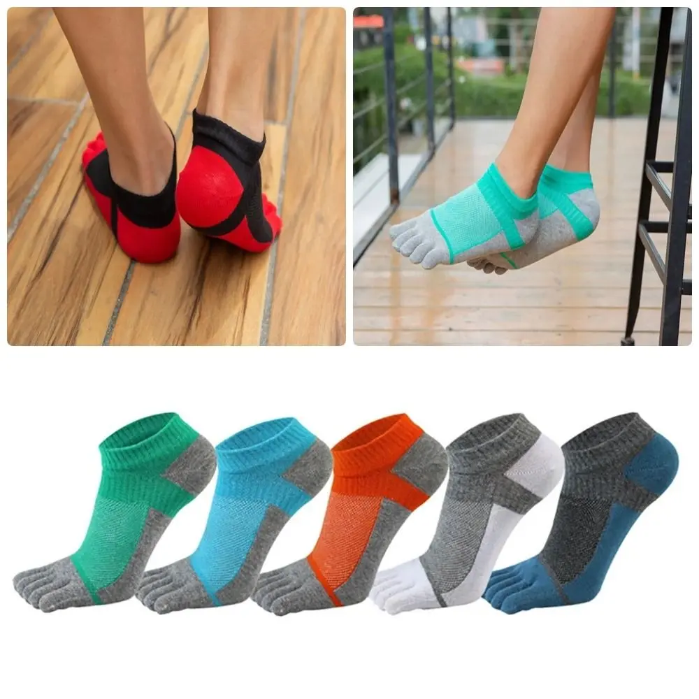 1Pair Breathable Pure Cotton Five Finger Socks EU 38-44 With Toes Ankle Socks No Show Anti Friction Men Shaping Sock