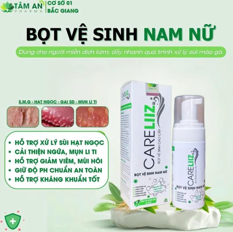 [CARELIIZ]Bọt Vệ Sinh Cao Cấp Cho Nam Nữ Ngăn Mùi, Ngừa Viêm, Giảm Sùi Mào Gà, Hạt Ngọc, Mụn SD gel  kháng dung  dịch