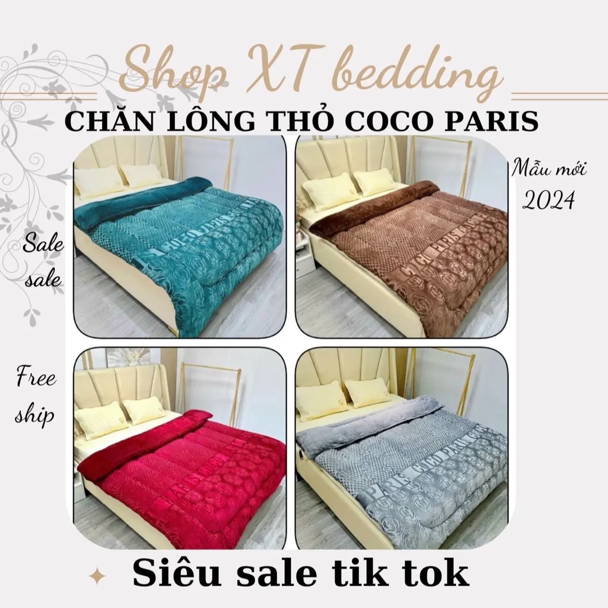 [ Chăn lông thỏ COCO PARIS , YUKI ] Siêu Ấm - Hàng Chính Hãng - kích Thước 2mx2m2 - Nặng 3,5kg