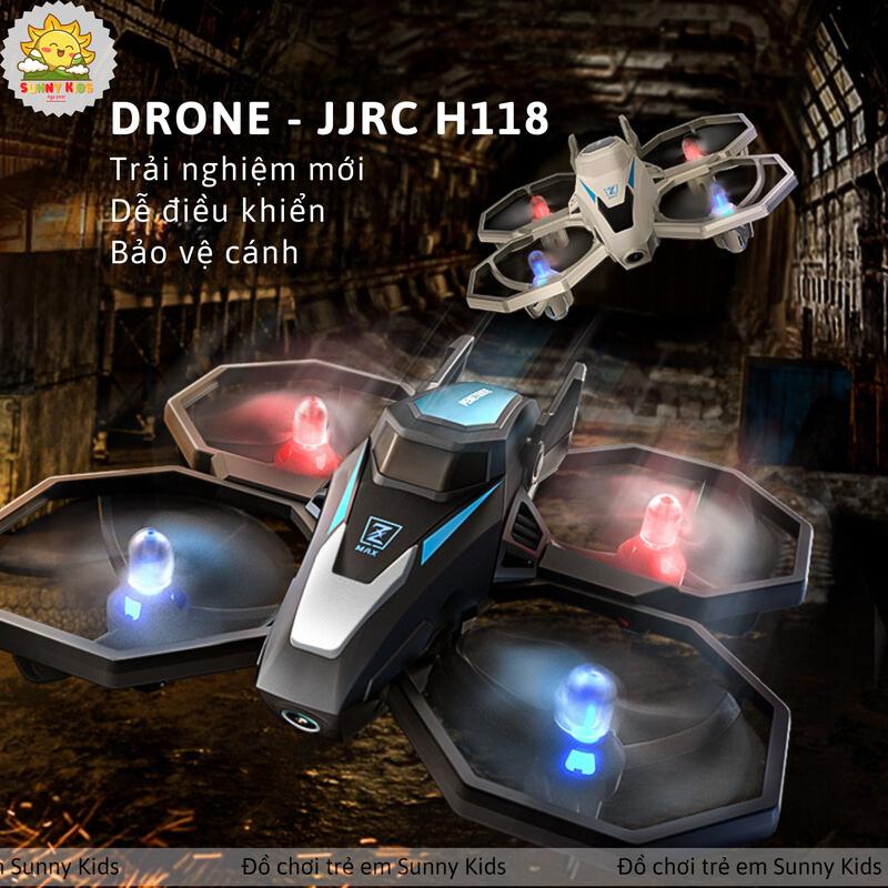 Drone Mini JJRC H118, Máy bay đồ chơi điều khiển từ xa ổn định với 3 chế độ bay, an toàn, kích thước gọn, khả năng bay linh hoạt, rất chính xác, nhào lộn 360 độ, Đèn Led nhiều màu - Sunny Kids máybaytrựcthăng tựcânbằng