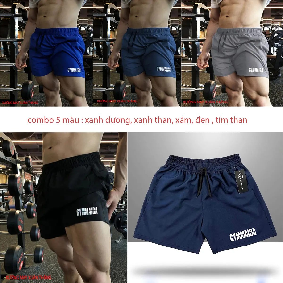 COMBO 4-5 QUẦN ĐÙI NGẮN THỂ THAO. CHẤT THUN MÈ THOÁNG MÁT, CO GIÃN 4 CHIỀU . MẪU GYMMAIBA