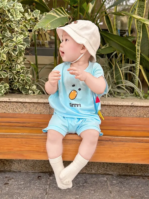 Bộ quần áo mùa hè cho bé trai, bé gái 7-15kg phong cách Hàn Quốc, in hình Grrrr dễ thương bococtay  chobe 4