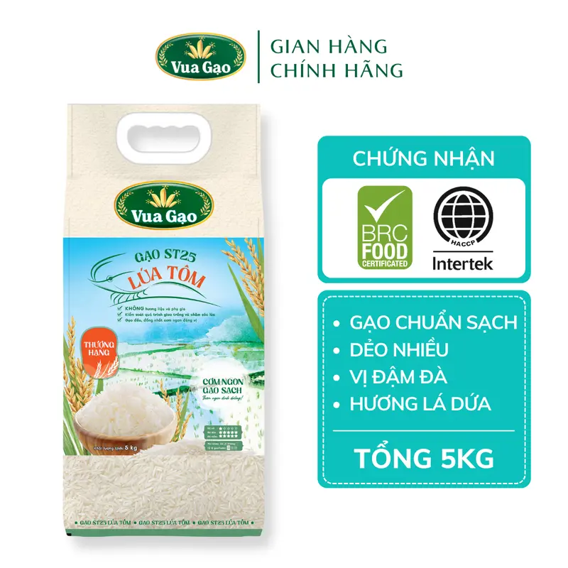 Gạo ST25 Lúa Tôm Vua Gạo Túi 5kg -  Chính Hãng Vua Gạo - Túi 5kg 2