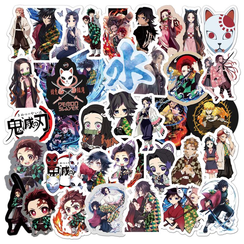 [DB.124] 50 Hình Sticker dán mũ nón bảo hiểm laptop hoạt hình Kimetsu no Yaiba