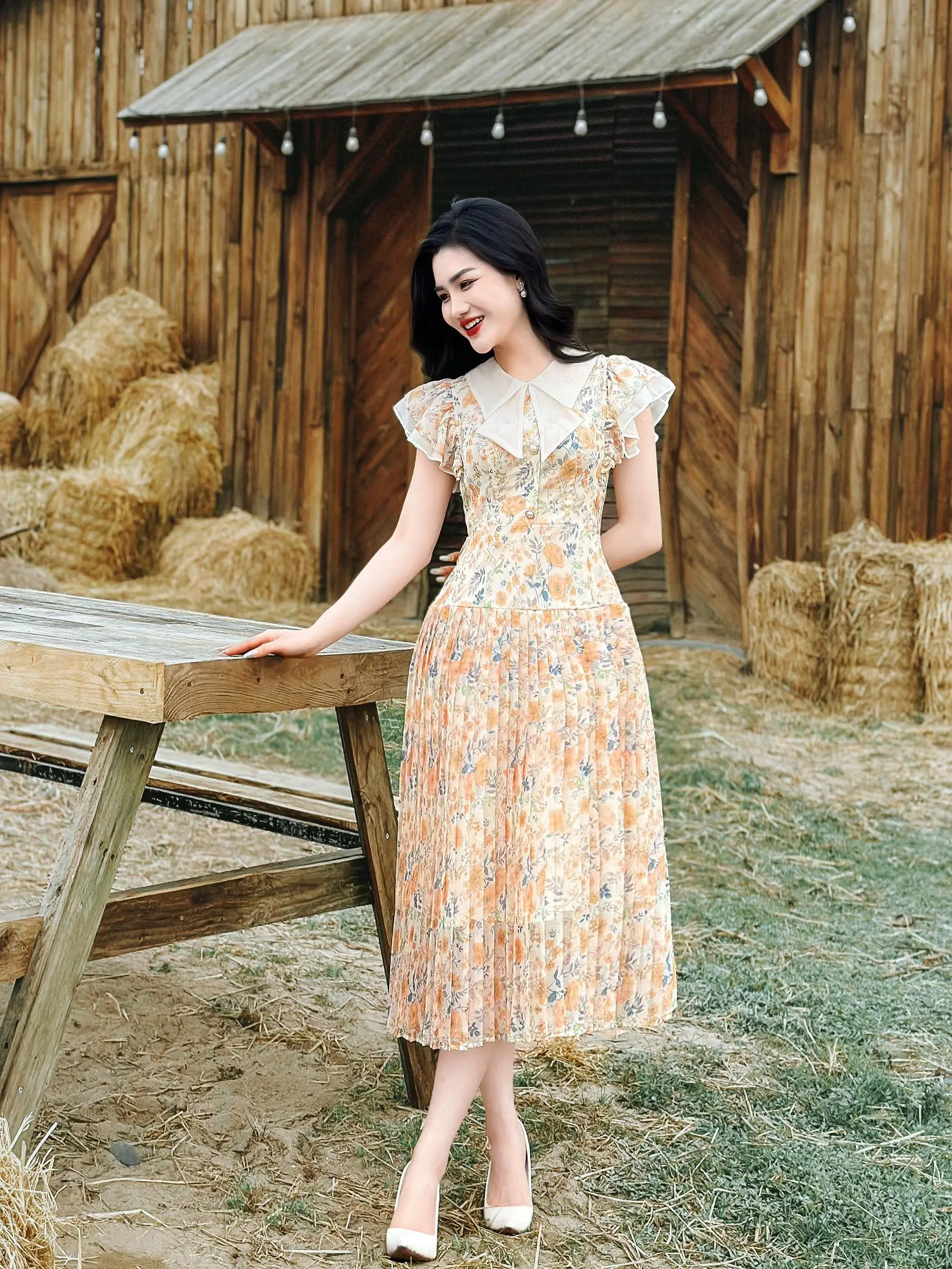 [MIỄN SHIP] MDU2645 Váy Tơ Hàn 2 Lớp - Bản Hòa Ca Của Ngàn Đóa Hoa Kheo Sắc Dành Cho Nữ Women Dress
