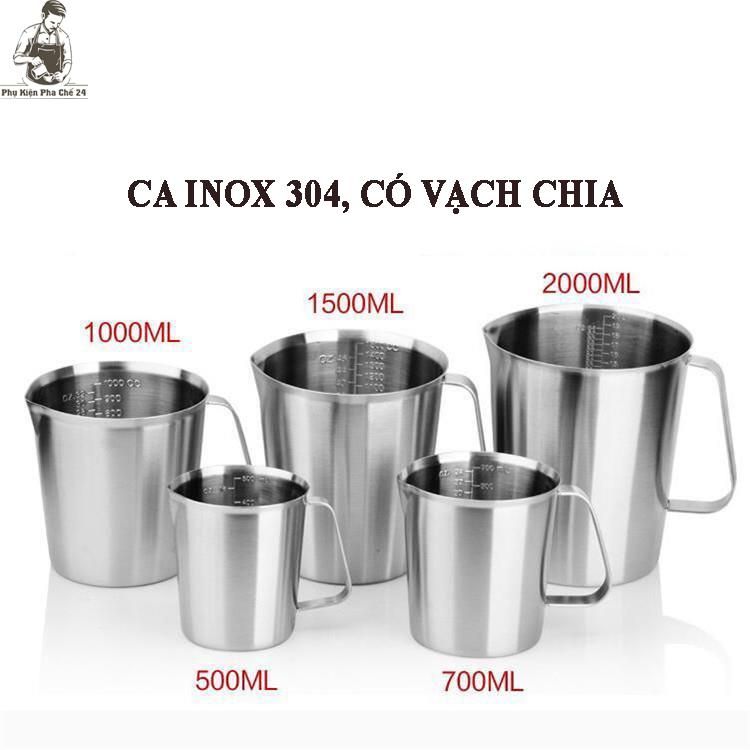  Ca Inox Định Lượng 304 Ca Đong Inox Có Vạch Chia Dung Tích 500ml 700ml 1L 1.5L 2L 