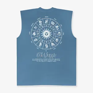 OOTDSUPPLY Oversize Sleeveless Astrology Black & Steel bLue l Kaos Oversize Singlet001