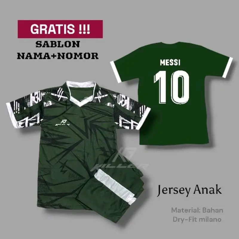 freee sablon nama dan nomor baju olahraga anak jersey anak setelan Outdoor Futsal Sport