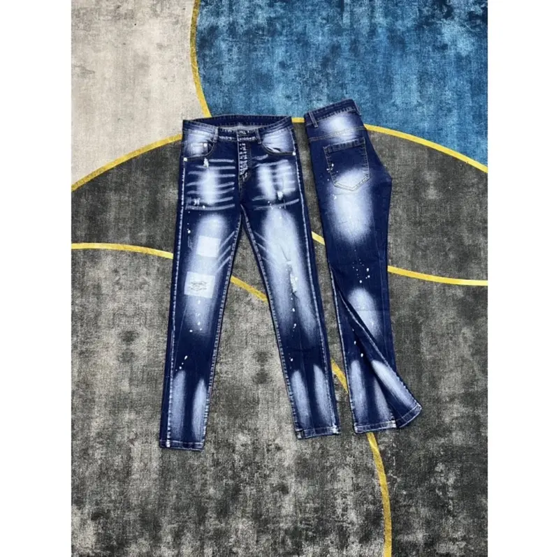 Quần jean nam Skinny jean nam chất bò co dãn dày dặn mẫu HOT Menswear Pants - Màu xanh xướt Có Túi 8