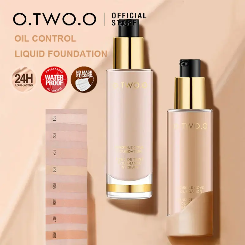 O.TWO.O Oil Control Foundation Waterproof Long Lasting Liquid Foundation Matte Poreless Finish Face Makeup
