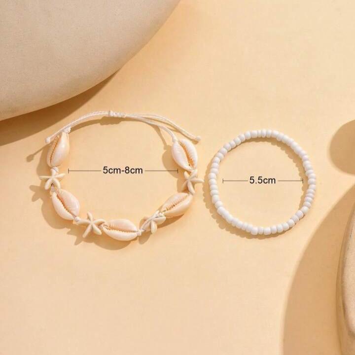 Set 2 vòng tay đi biển mix sao vỏ ốc thật 3