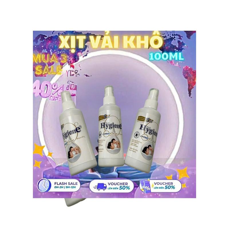 Nước xả vải khô Hygiene dạng xịt, màu đen - Dung tích 100ml Giữ Hương Thơm Lâu Trên Quần Áo tẩy xitv  aikho  quanao 3