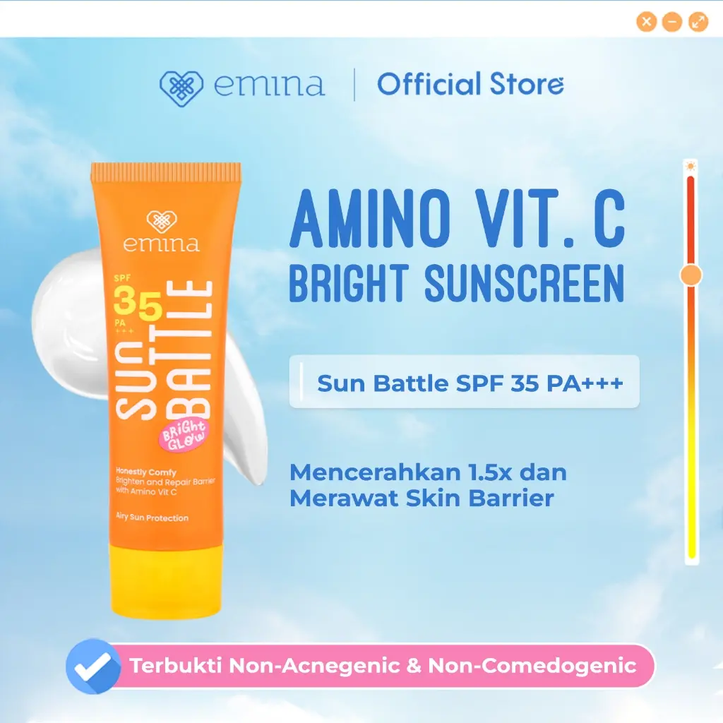 Emina Sun Battle Bright Glow SPF 35 PA+++ - Sunscreen Serum Amino Vitamin C