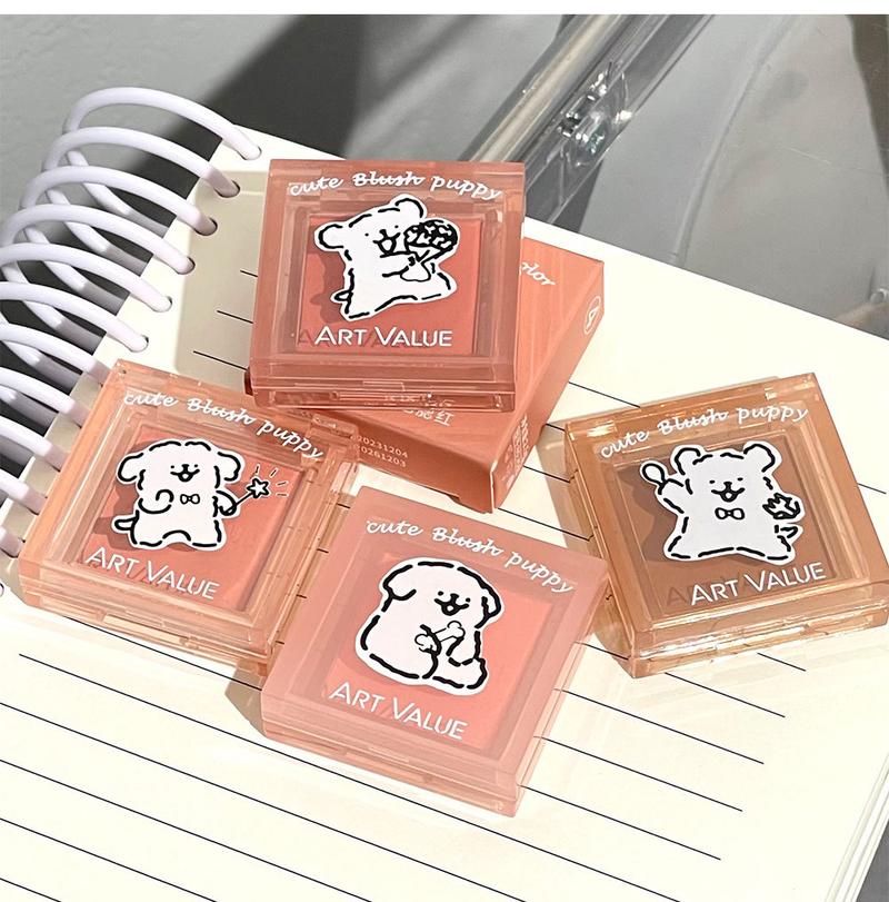 Product Introduction of Cute Dog Repair Monochrome Blush Natural Matte Repair Tender Girl Versatile Low Saturation Vitality Blush Mud Rouge Makeup 15