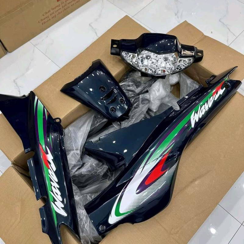 dàn áo wave alpha, wave ZX(2 bóng) màu zin của xe áo full nhựa nhám bóng 16 món