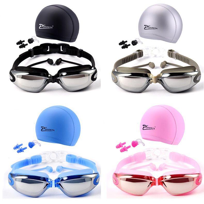 Combo kính bơi tráng gương, mũ bơi, bịt tai, kẹp mũi chống sặc nước Store Hera KB01