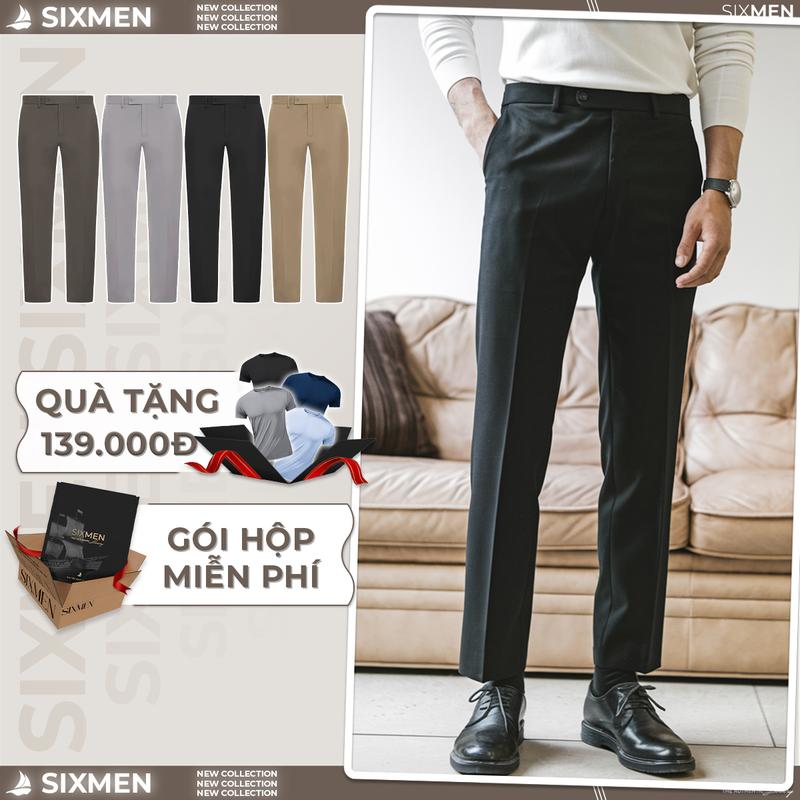 Quần dài tây nam SIXMEN co giãn 2 chiều, lưng đai chun ẩn, xuất xịn, chuẩn form Menswear