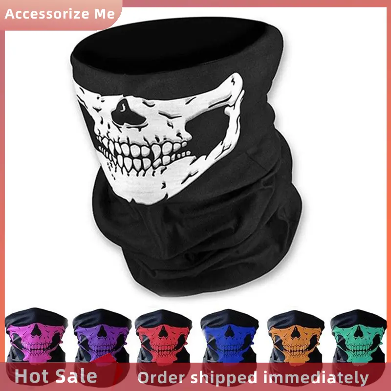 Skull Bandana Mask Tube Scarf Skeleton Motorcycle Headband Ski Face Neck Jaw
